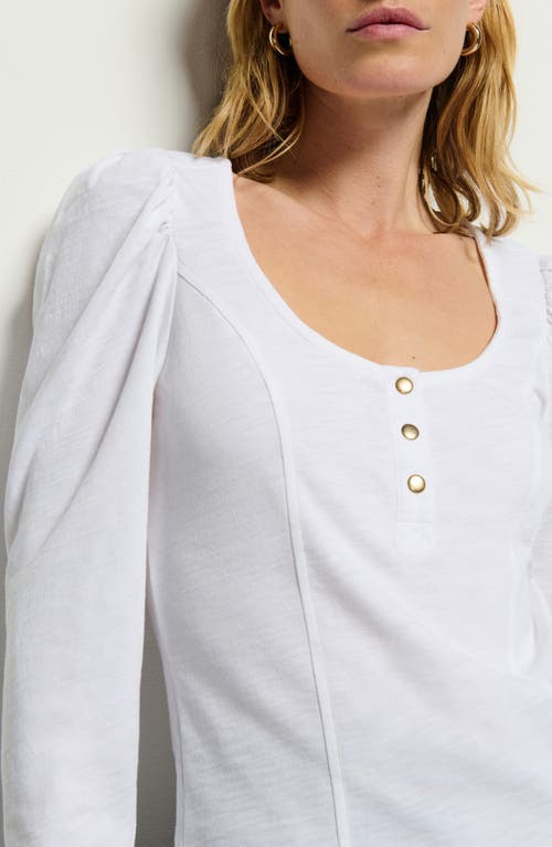 Nation Ltd Sannia Scoop Neck Cotton Henley In Optic White