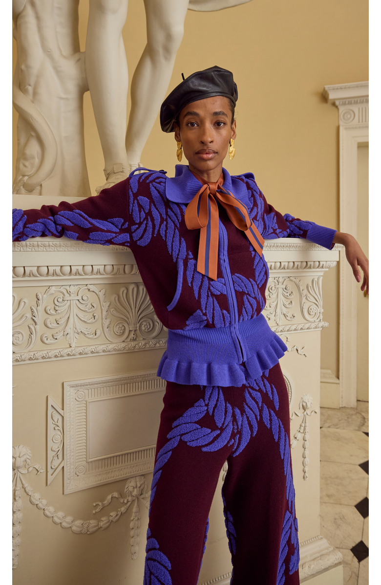 Temperley London Rope Knit Jacket, Alternate, color, Merlot