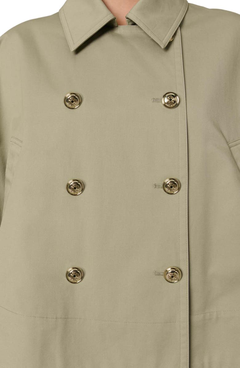 maje Short cape-effect trench coat, Alternate, color, Khaki