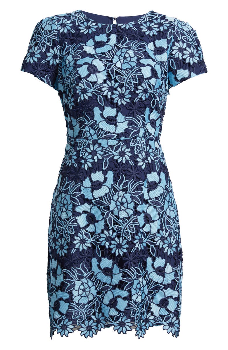 Sam Edelman Floral Denim Embroidered Minidress, Main, color, Denim