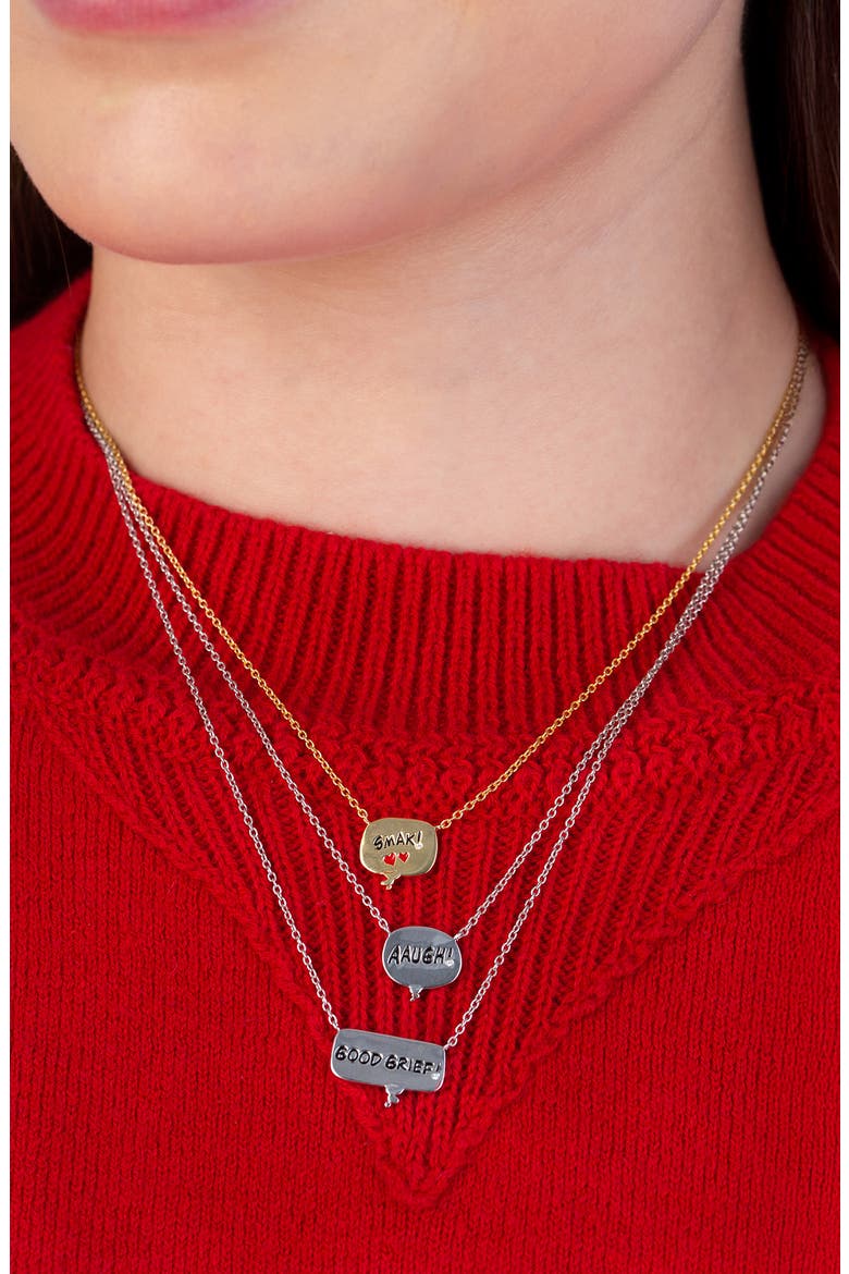 x Peanuts® SMAK! Thought Balloon Pendant Necklace, Alternate, color, 18KT YELLOW GOLD / CLEAR STONE