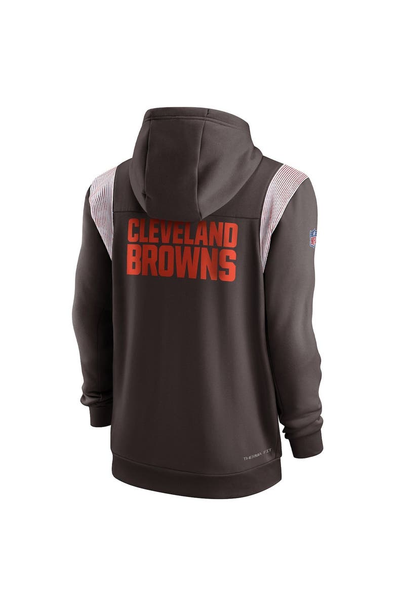 Nike Men's Nike Brown Cleveland Browns Performance Sideline Lockup Full-Zip Hoodie, Alternate, color, 