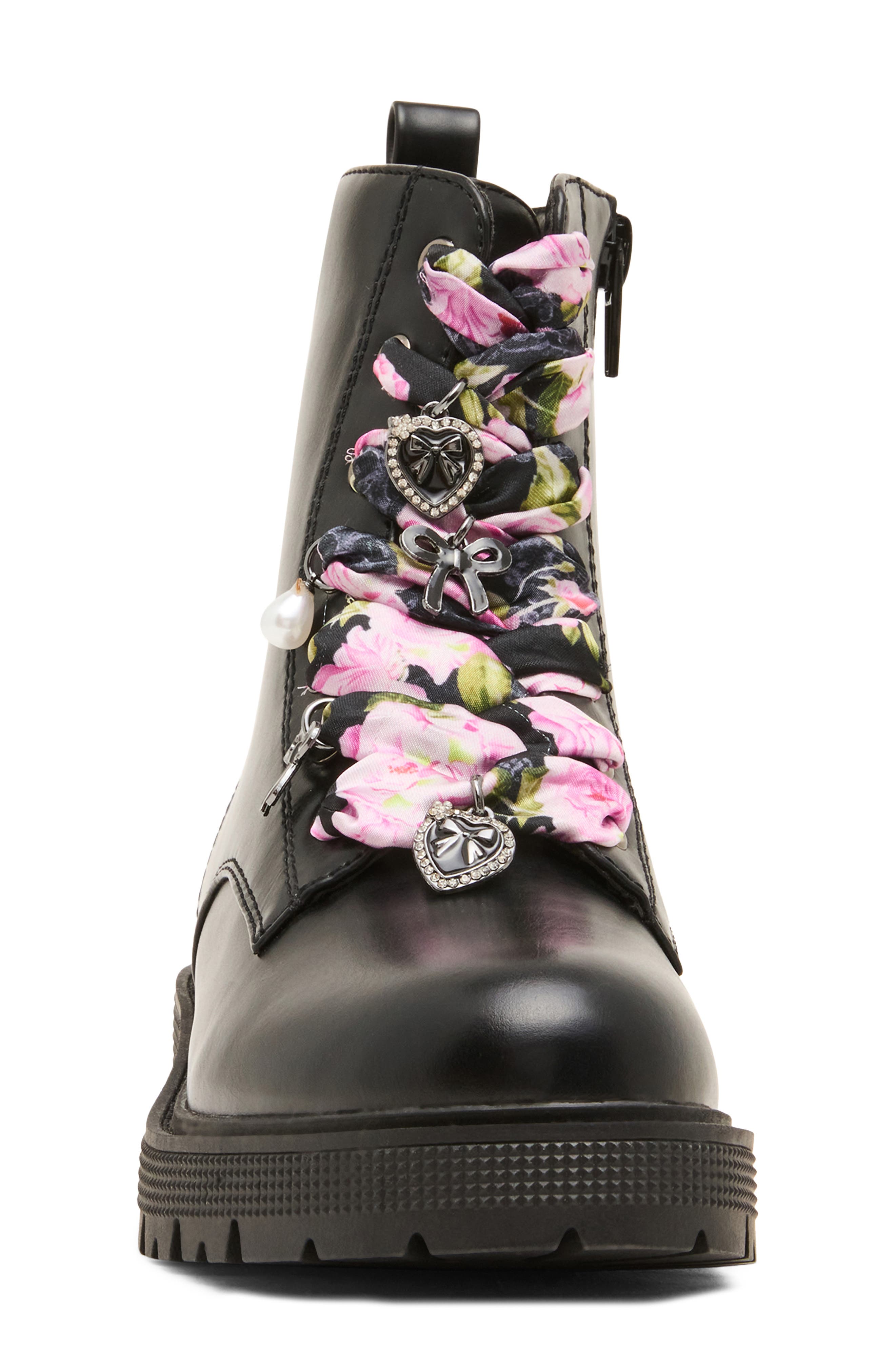 Kids' Jrolly Faux Leather Combat Boot, Alternate, color, BLACK