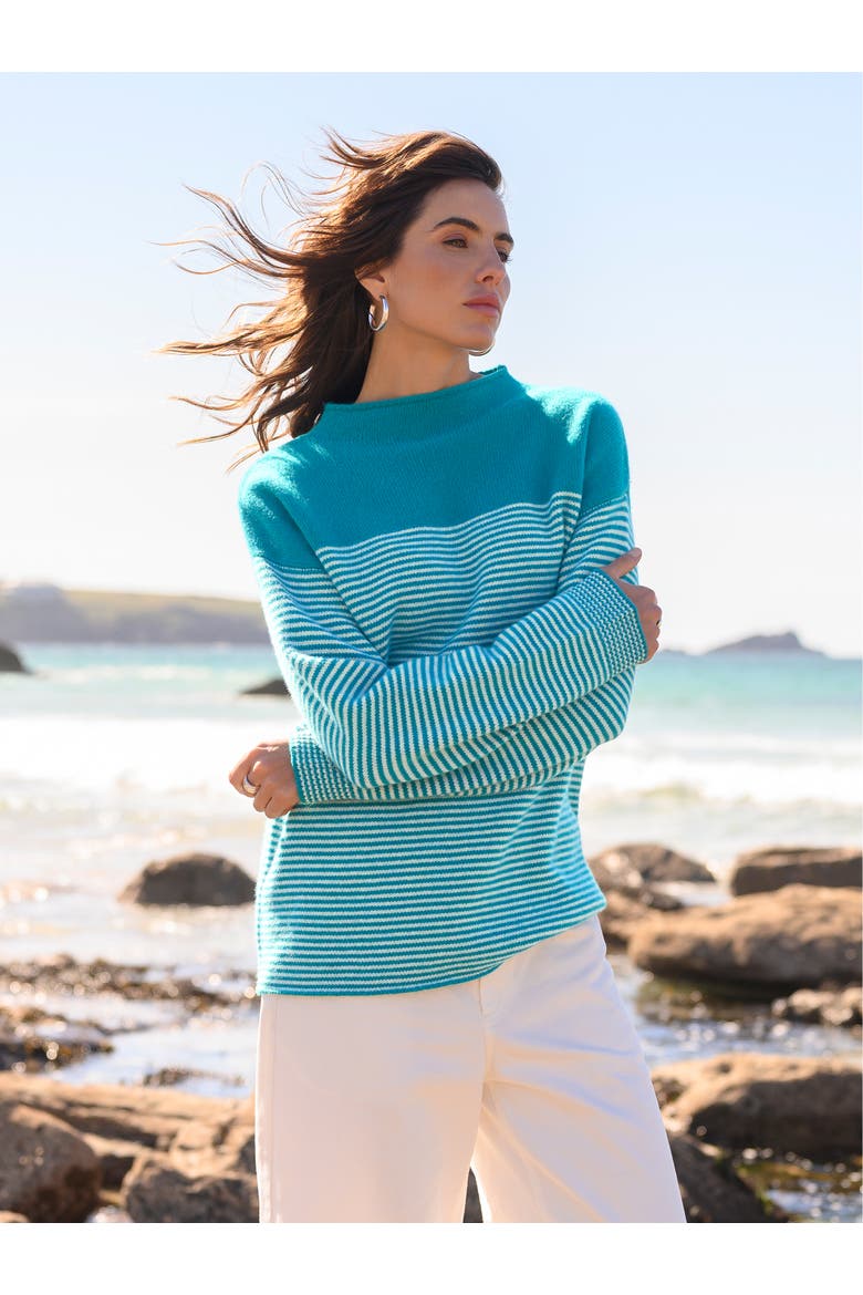 Felted Funnel Neck Sweater, Alternate, color, KINGFISHER BLUE MICRO