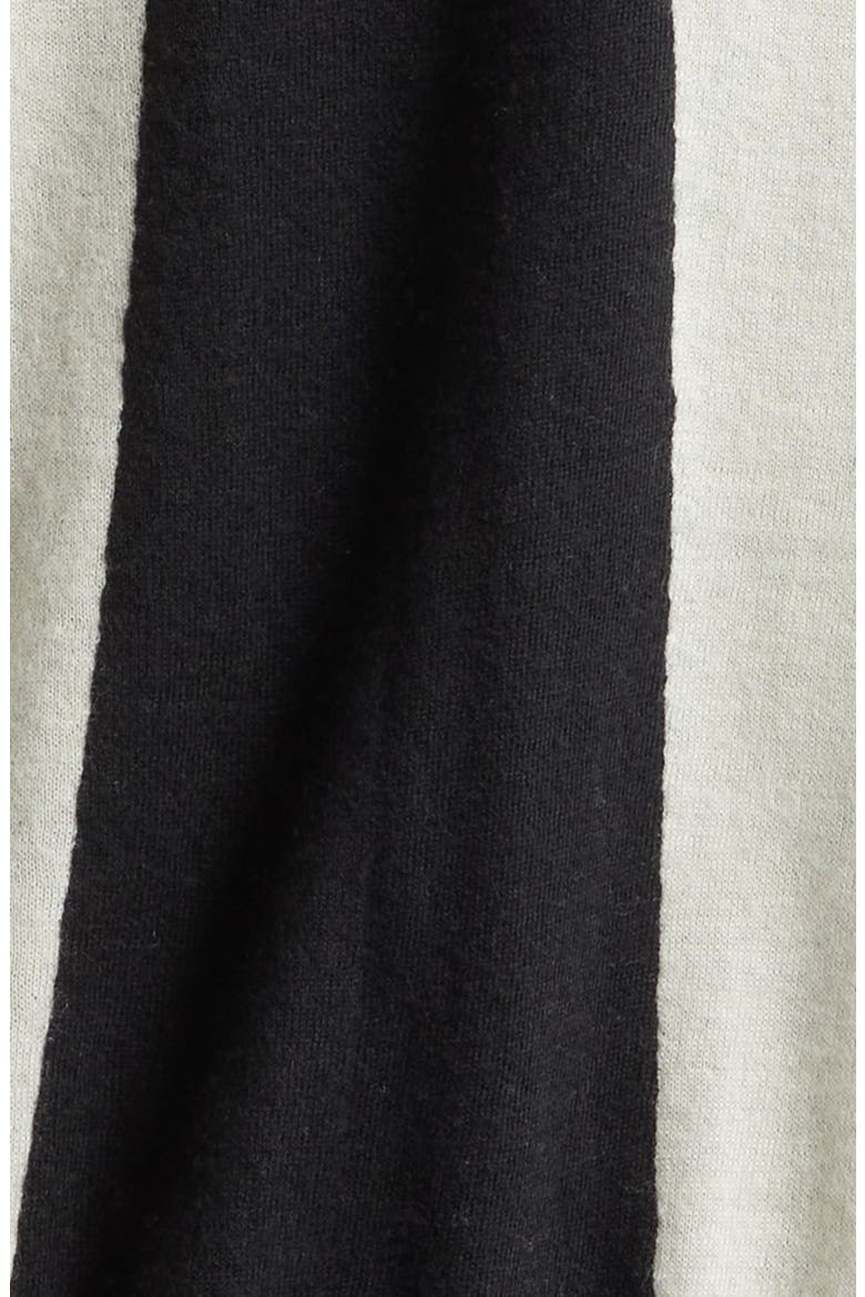 Sunray Stripe Cashmere Bomber Cardigan, Alternate, color, BLACK/ CHALK