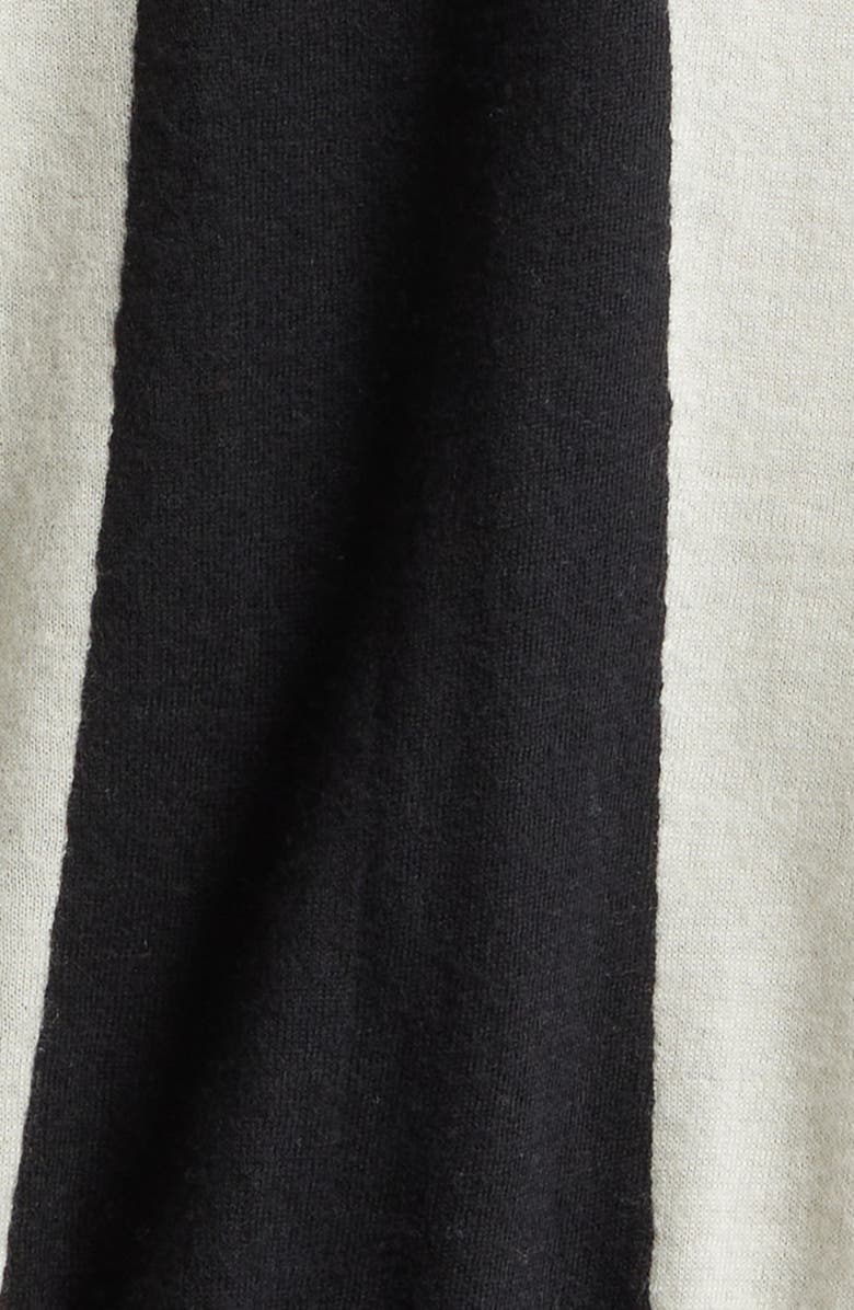 FRENCKENBERGER Sunray Stripe Cashmere Bomber Cardigan, Alternate, color, Black/ Chalk