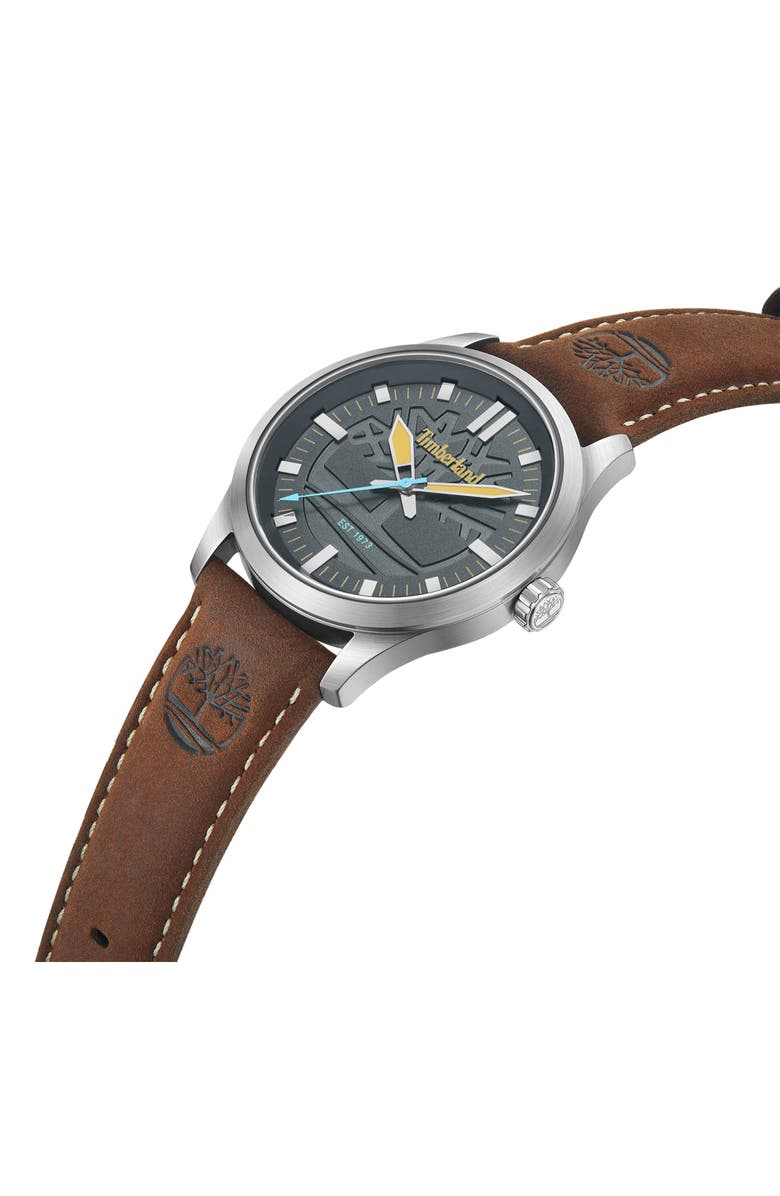 Timberland Rambush Leather Strap Watch, 42mm, Alternate, color, 