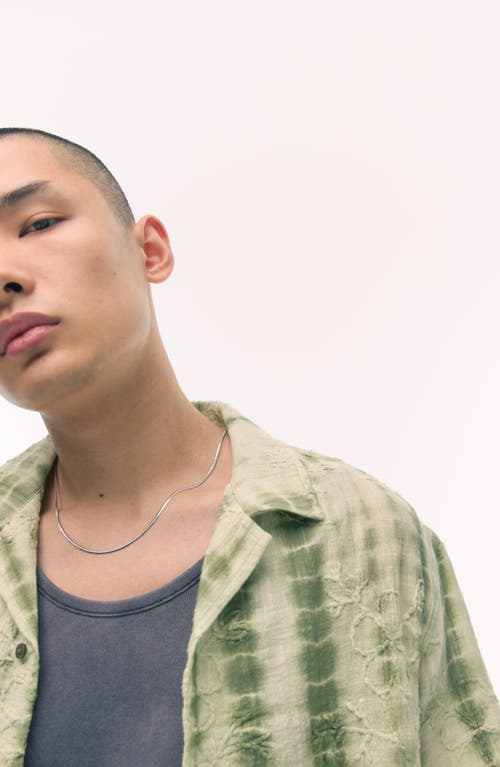 Topman Floral Embroidered Tie Dye Stripe Camp Shirt In Light Green