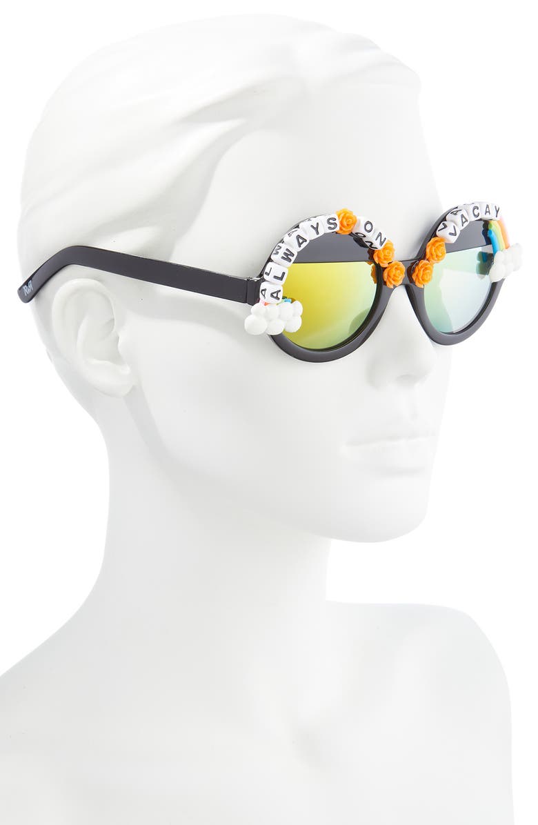 Rad + Refined Always On Vacay 50mm Round Polarized Sunglasses, Alternate, color, Orange