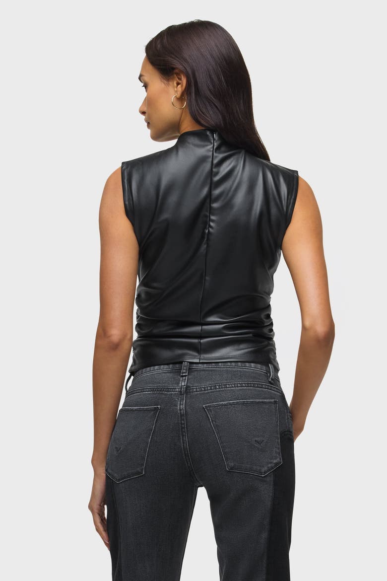 VEGAN LEATHER TOP W/ SIDE, Alternate, color, BLACK