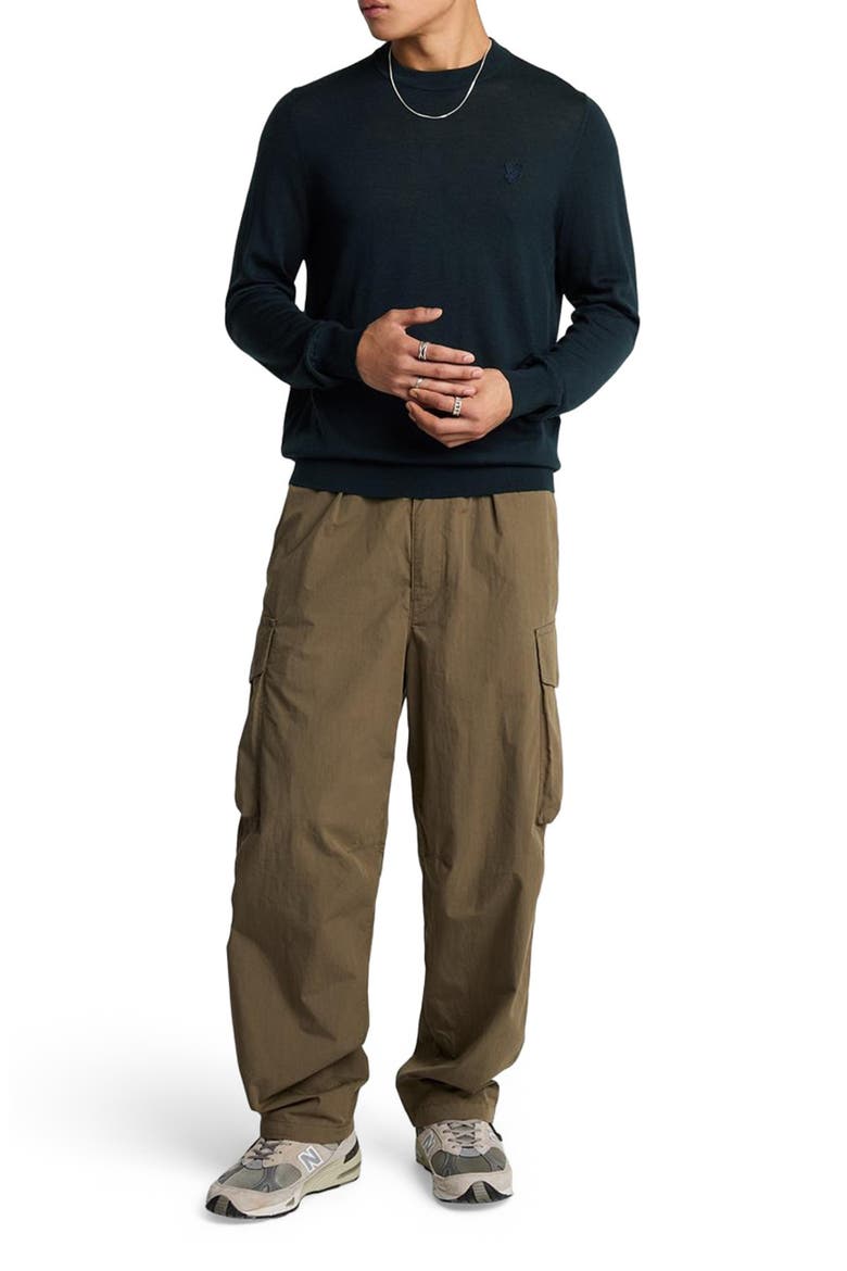 Tonal Eagle Merino Crew Neck Sweater, Alternate, color, Dark Navy