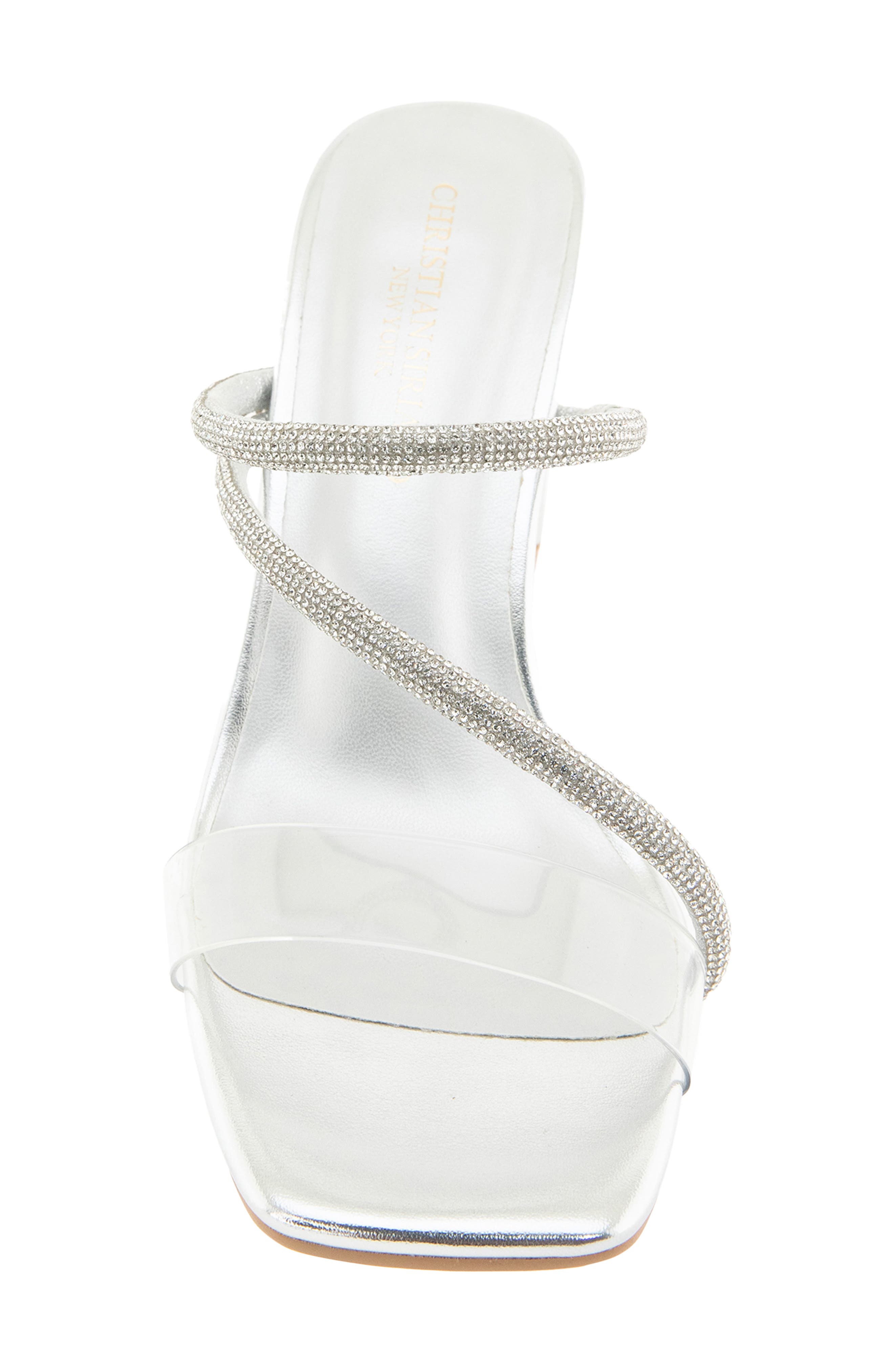 Christian Siriano New York Felicity Sandal, Alternate, color, Clear/ Silver