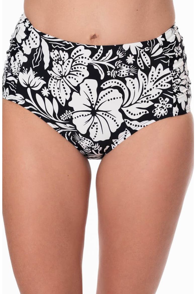 Side Shirred Comfort Core High Waist Bikini Bottoms, Main, color, WHITE