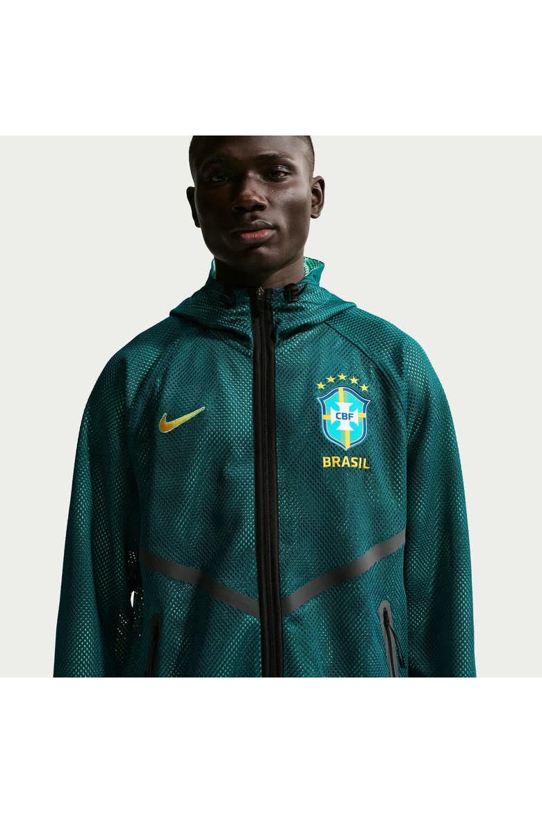 Men's Nike Green Brazil National Team 2026 Anthem Mesh Dri-FIT Full-Zip Hooded Jacket, Alternate, color, Green