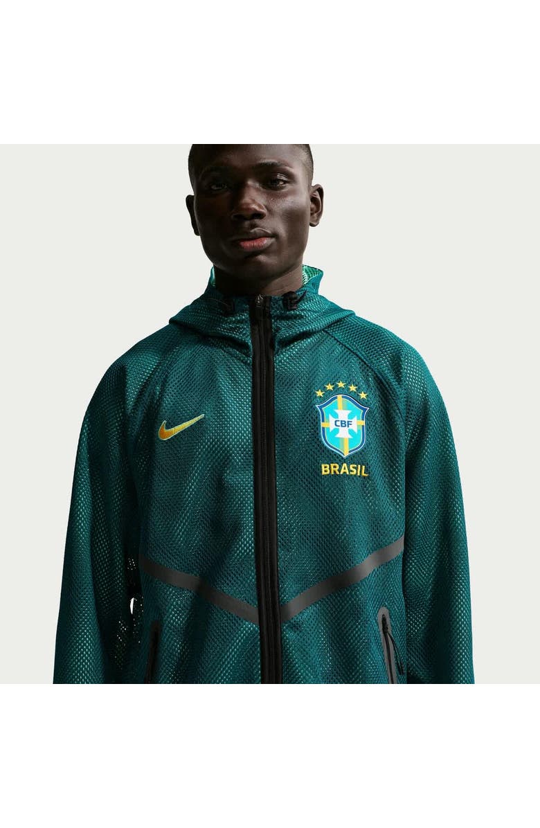Nike Men's Nike Green Brazil National Team 2026 Anthem Mesh Dri-FIT Full-Zip Hooded Jacket, Alternate, color, Green