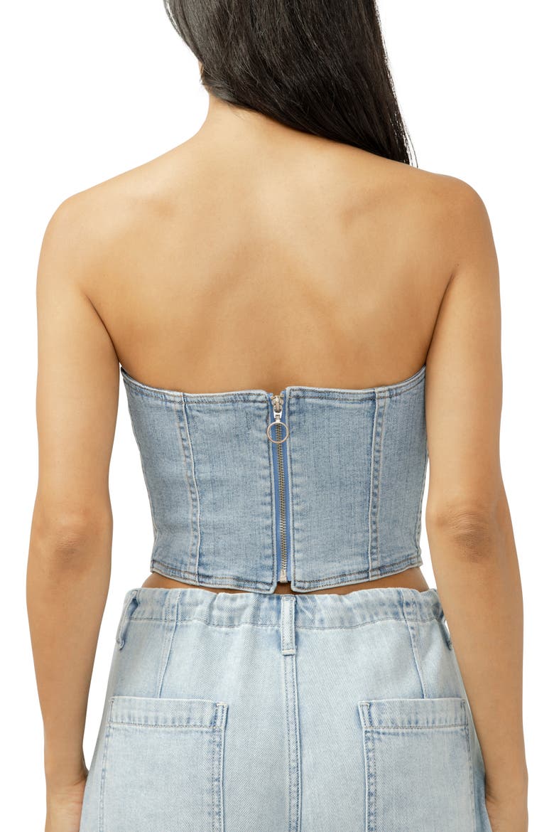 Strapless Denim Corset Top, Alternate, color, MAZATLAN