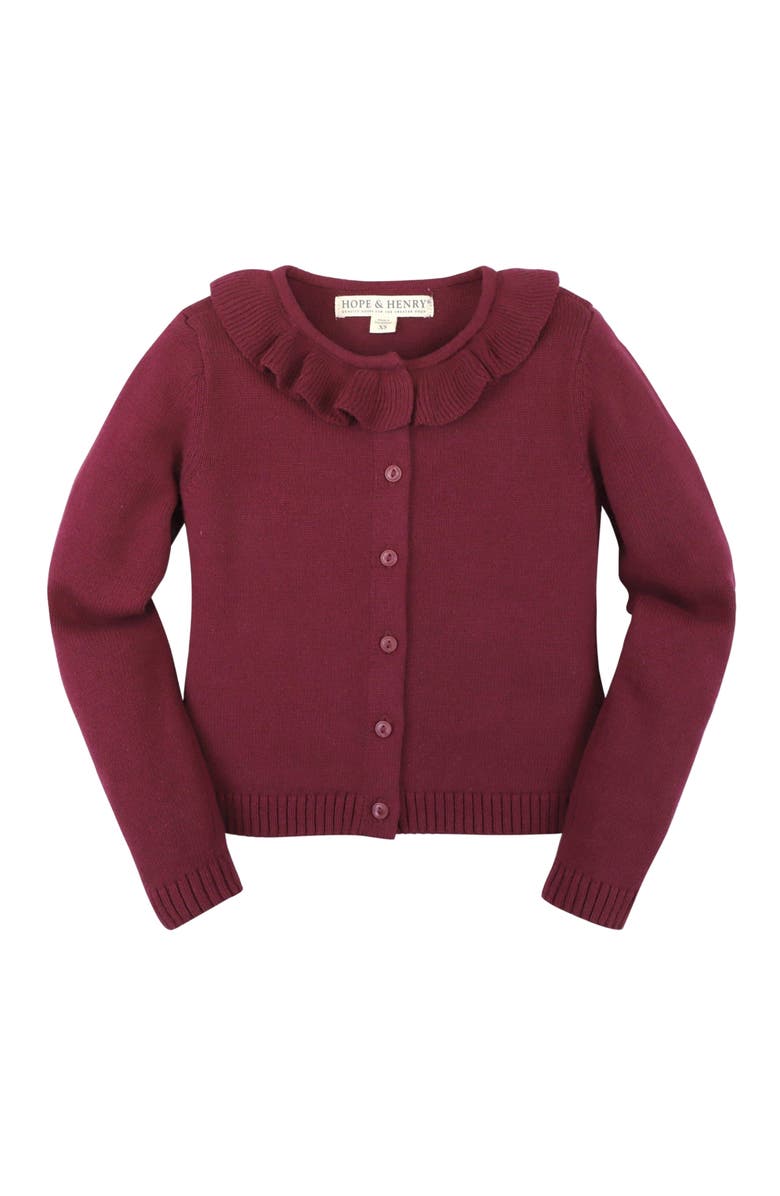 Hope & Henry Baby Girls' Ruffle Collar Cardigan, Infant, Main, color, 
