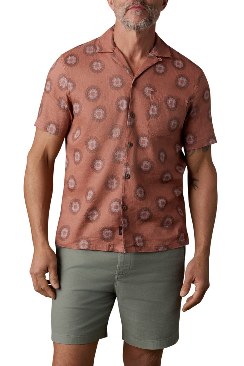 Breeze Linen Blend Camp Shirt, Main, color, SIENNA COAST FIREWORKS