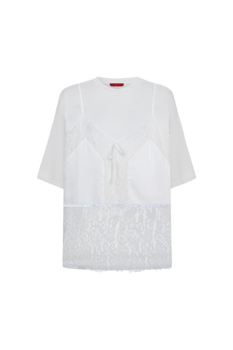 Daydreamers Mini T Shirt Dress With Lace And Satin Details