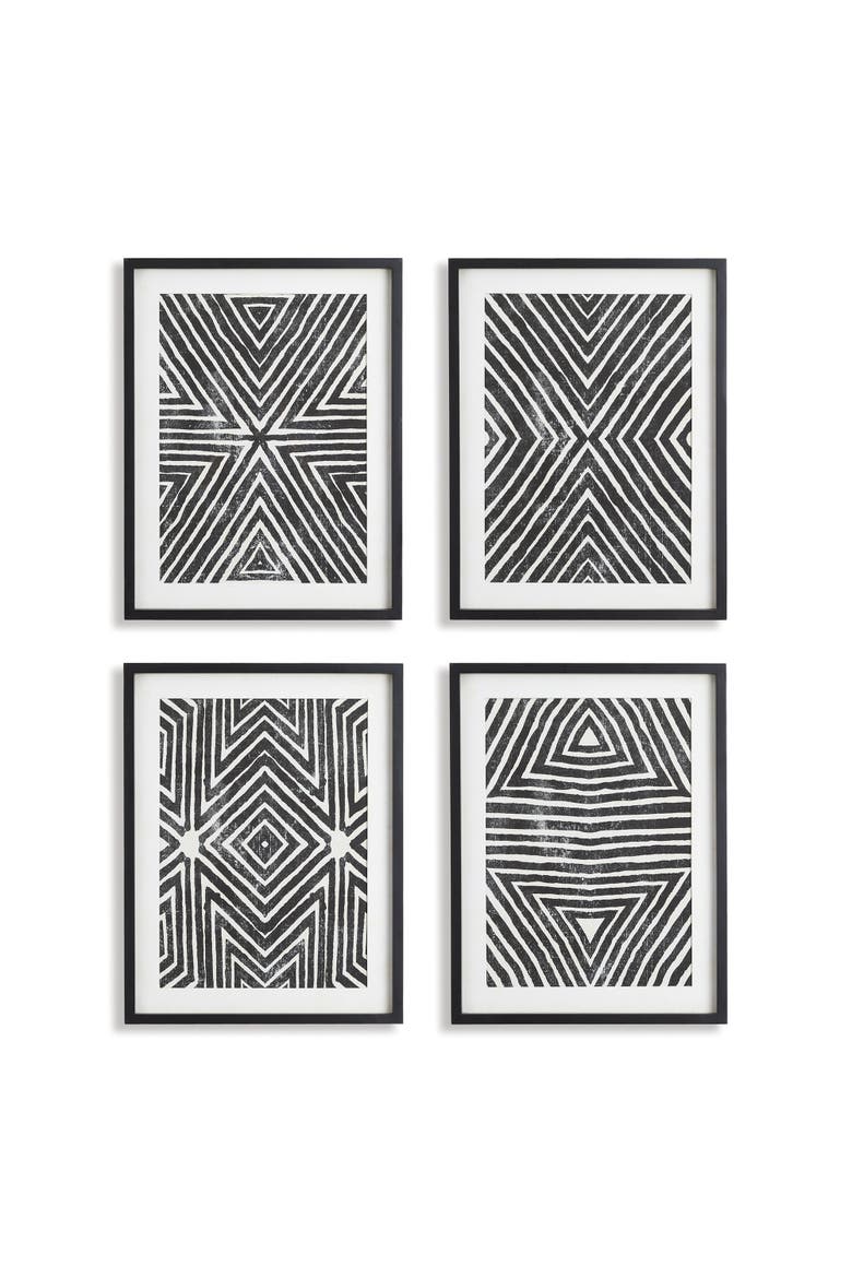 Achromatic Geometric Prints, Set Of 4, Main, color, Black