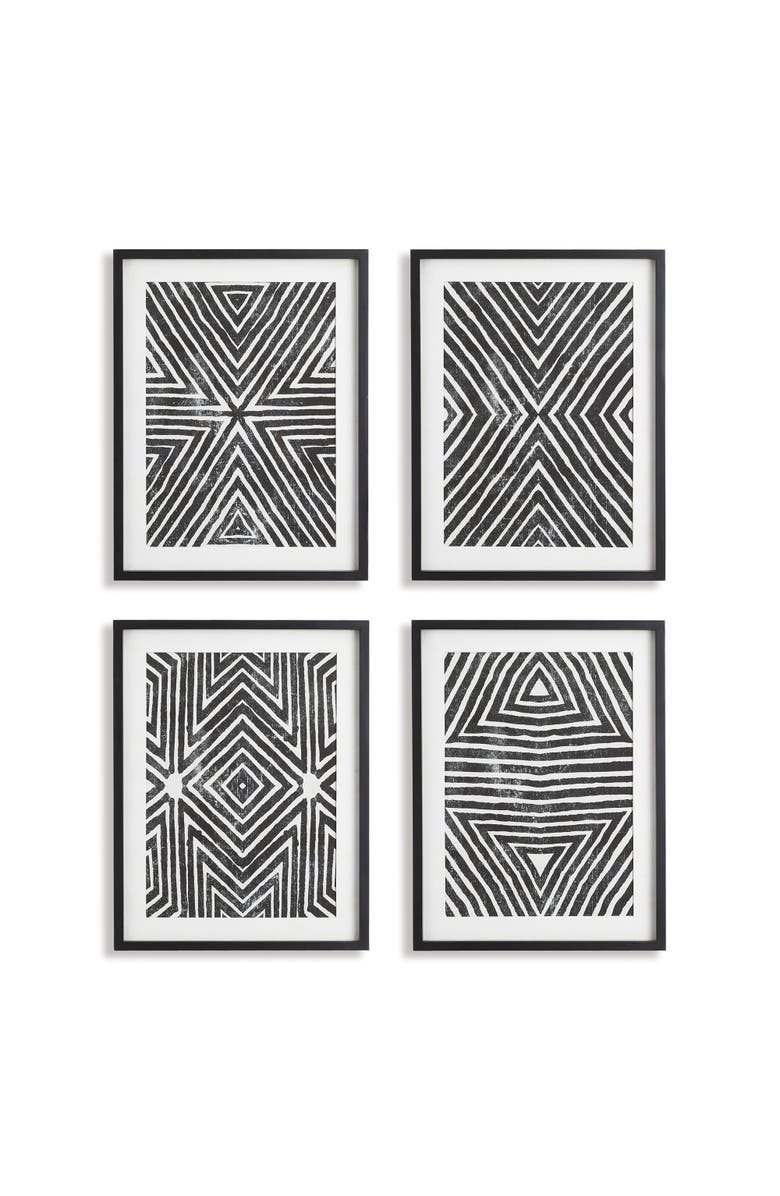 Napa Home & Garden Achromatic Geometric Prints, Set Of 4, Main, color, Black
