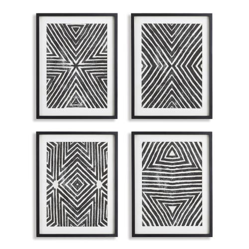 Napa Home & Garden Achromatic Geometric Prints, Set Of 4 In Black