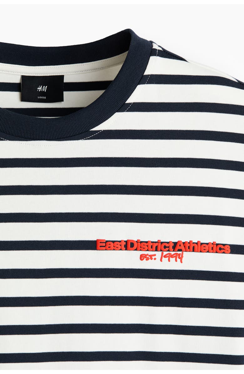 H&M Loose Fit Cotton T-shirt, Alternate, color, White/Striped