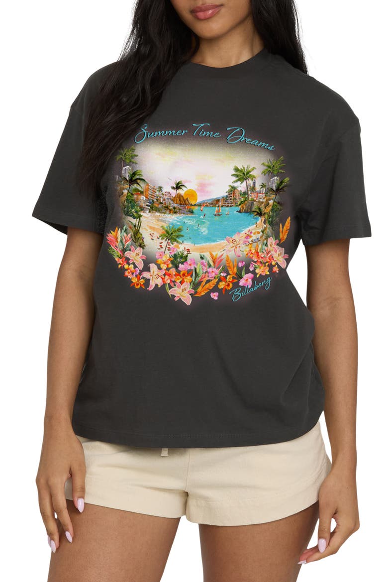 Rays of Joy Graphic Cotton T-Shirt, Main, color, OFF BLACK