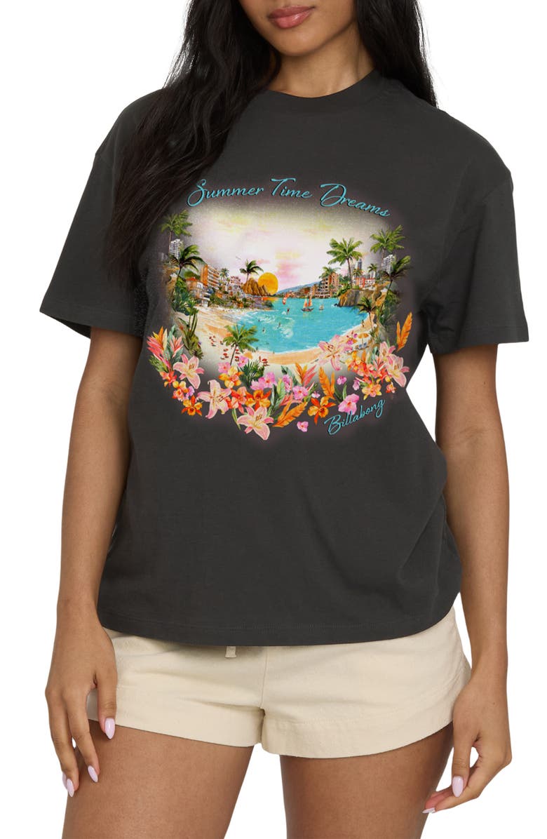 Billabong Rays of Joy Graphic Cotton T-Shirt, Main, color, Off Black