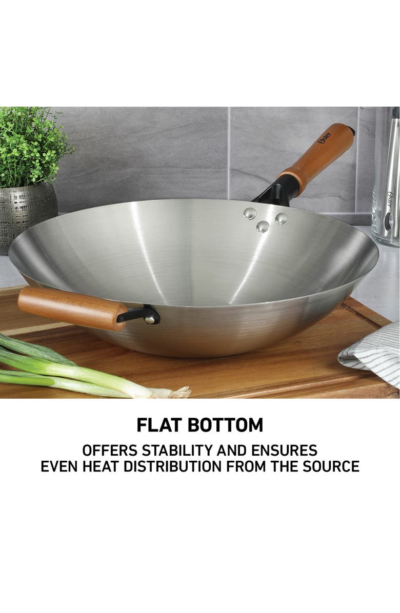 OSTER Sangerfield 14 in Stainless Steel Wok with Wood Handles, Alternate, color, Silver