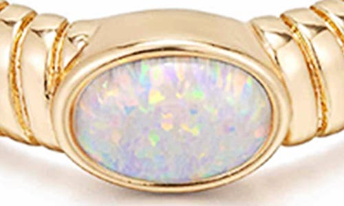 Ettika Opal Center Stone 18k Gold Plated Flex Ribbed Ring In Gold