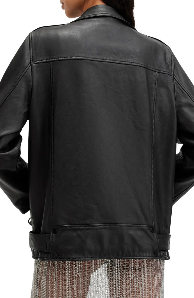 AllSaints Billie Leather Biker Jacket, Alternate, color, Black