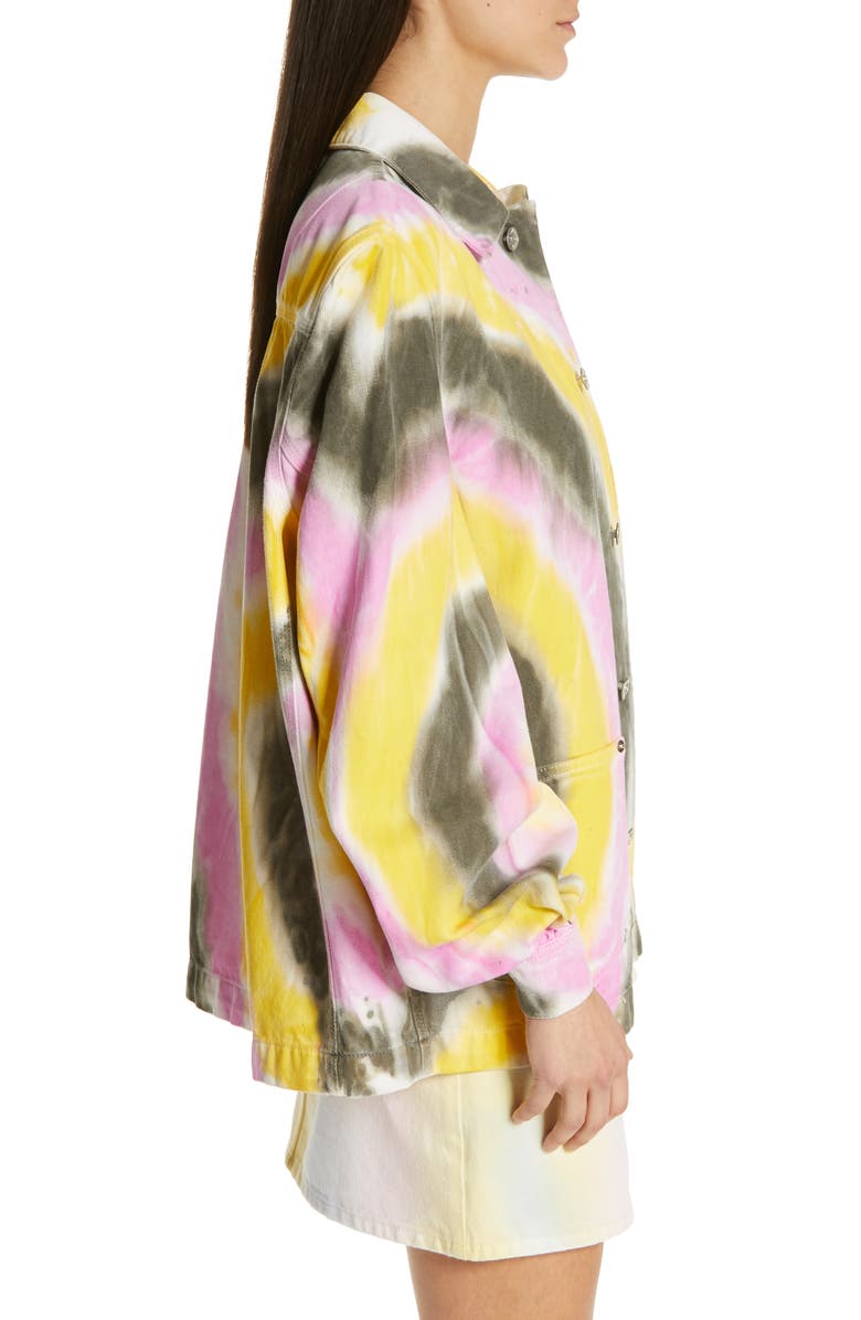 Ganni Tie Dye Oversize Denim Jacket, Alternate, color, 