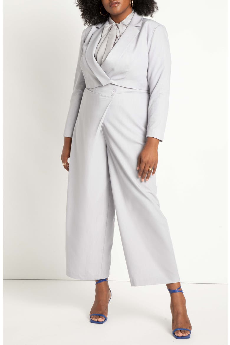 Overlap Waist Wide Leg Trousers, Alternate, color, LIGHT GREY