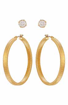 Vince Camuto Set of 2 Crystal Stud & Hoop Earrings
