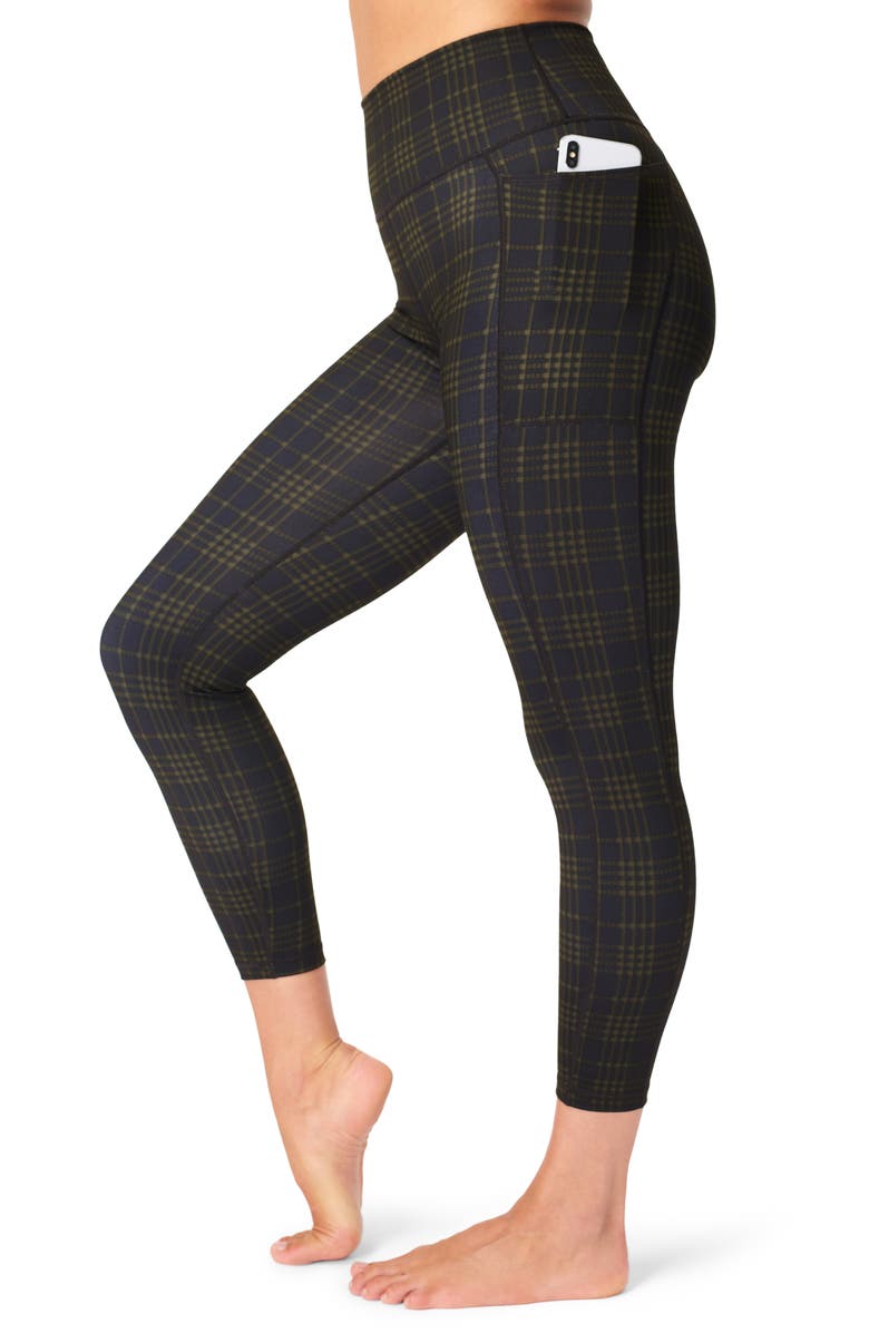 Sweaty Betty Super Sculpt Pocket 7/8 Leggings, Alternate, color, Green Check Print