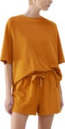 MANGO Cotton Blend Terry Pajama Top