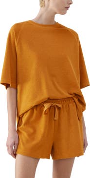 MANGO Cotton Blend Terry Pajama Top