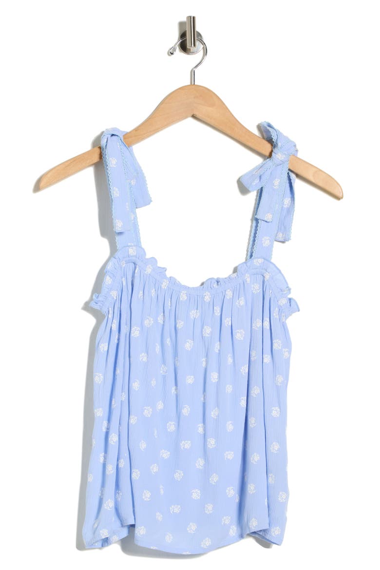 Shoulder Tie Boho Cami, Alternate, color, BLUE WHITE CLIP FLORAL
