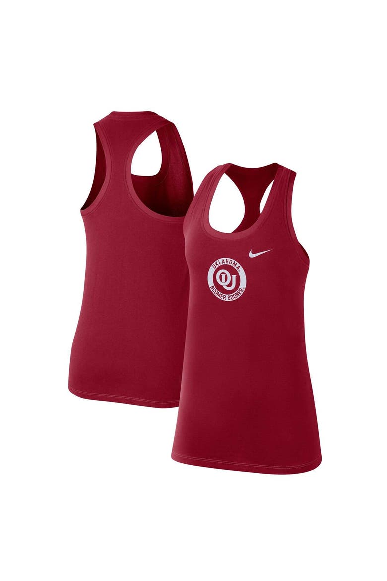 Women's Nike Crimson Oklahoma Sooners Modern Circle Racerback Tank Top, Main, color, Crimson