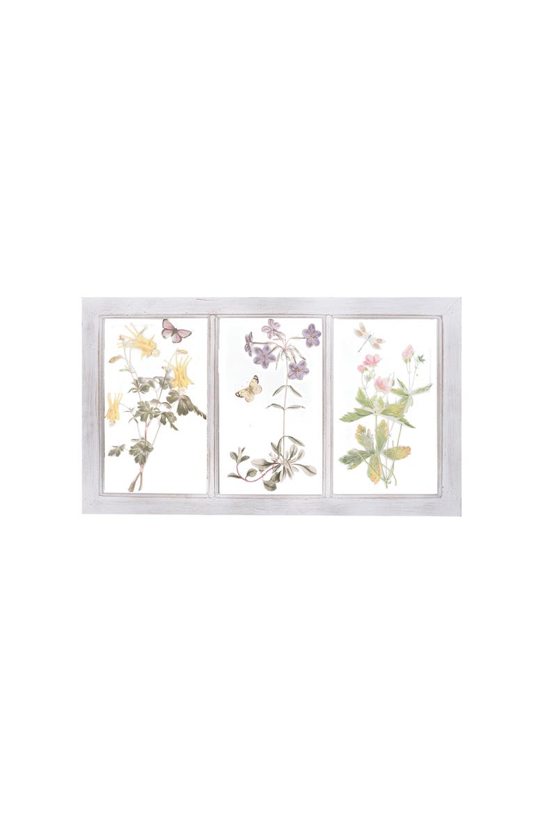 Spring Wildflower Flower Windowpane Wall Art Decor, Main, color, White