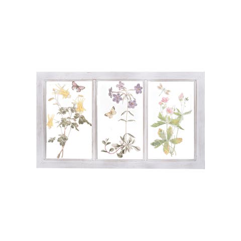 Spring Wildflower Flower Windowpane Wall Art Decor