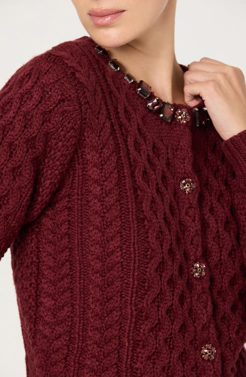 Astr The Label Cathryn Embellished Cardigan In Burgundy
