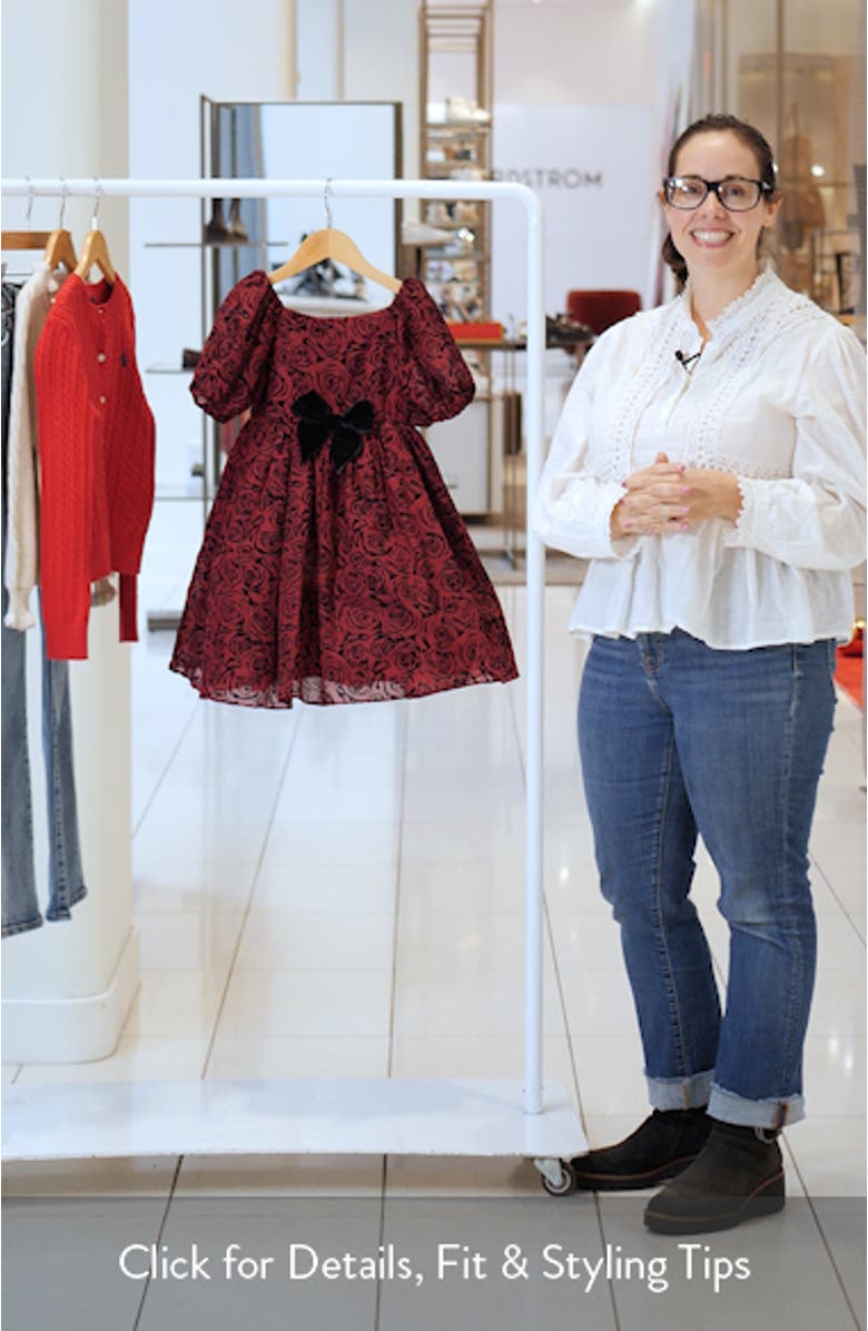 Kids' Emilia Flocked Rose Party Dress, sales video thumbnail