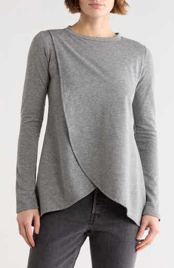 GO COUTURE Long Sleeve Cross Hem T-Shirt