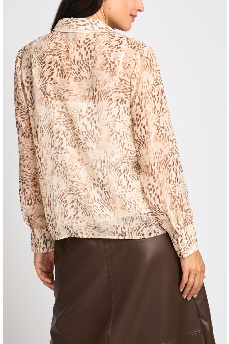 Hidden Placket Semisheer Chiffon Button-Up Shirt, Alternate, color, AFTERGLOW