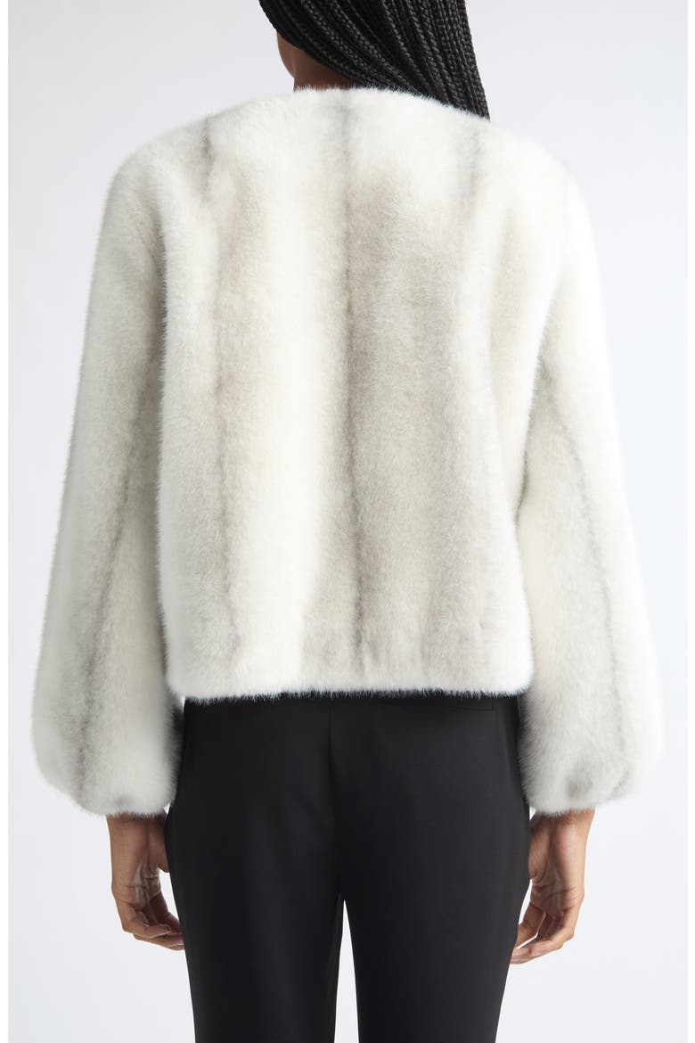 Benson Satin Bow Faux Fur Coat, Alternate, color, IVORY/BLACK