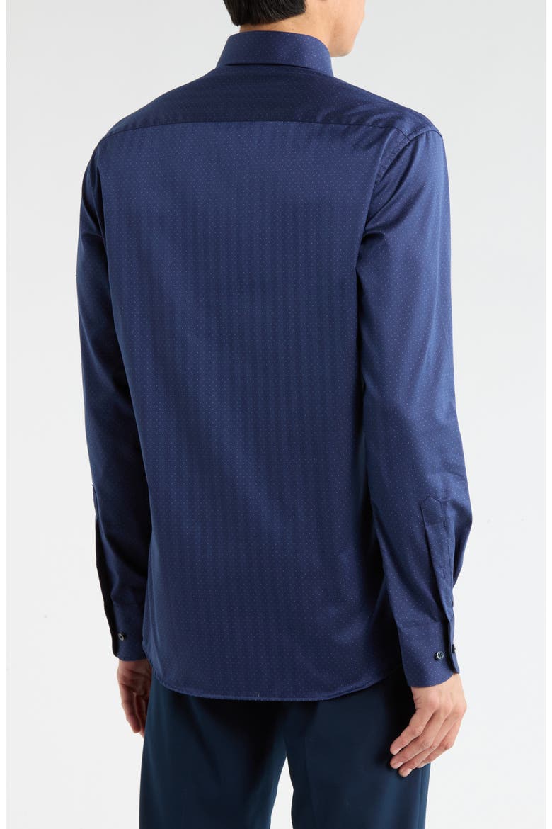 Modern Fit Dobby Dot Button Front Shirt, Alternate, color, DARK BLUE