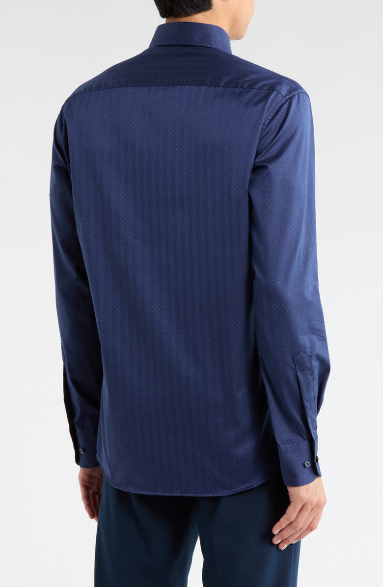 Eterna Modern Fit Dobby Dot Button Front Shirt, Alternate, color, Dark Blue