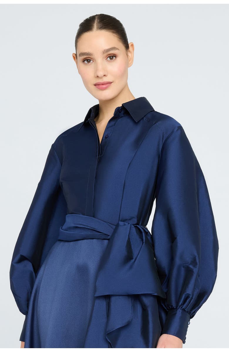 Theia Frieda Shirtdress Gown, Alternate, color, Navy
